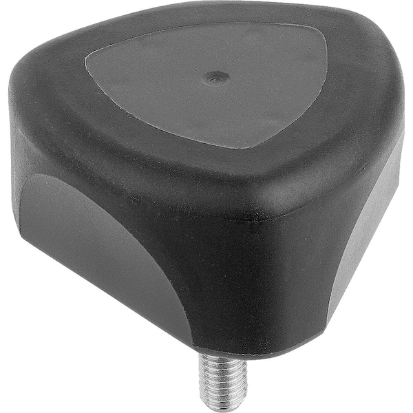 Triangular Grip Ergonomic D=M10X20 D1=67, 7 H=36, Form:L Plastic, Blk, Dual Component, Comp:Stainless